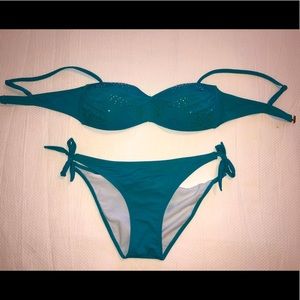Turquoise rhinestone bikini